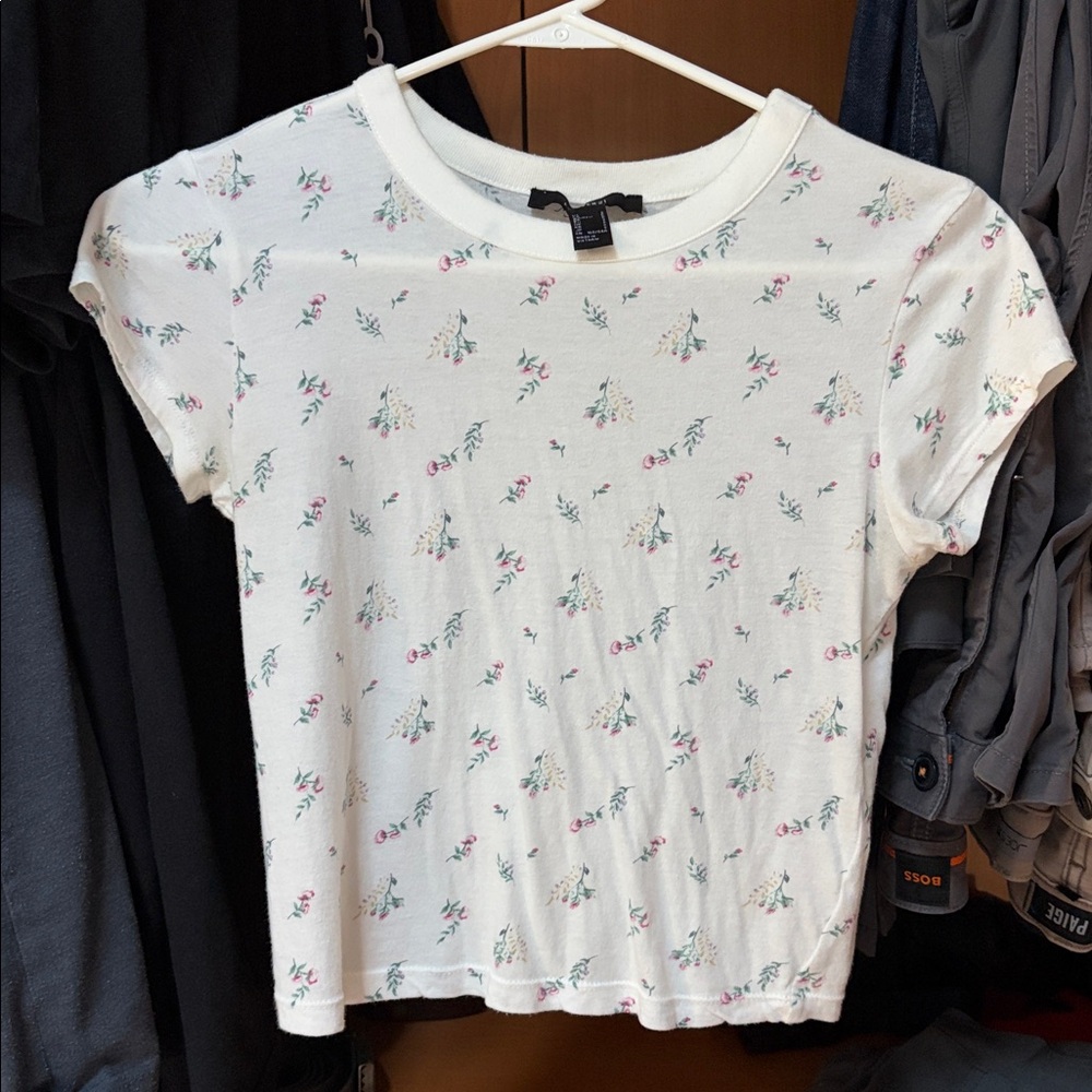 Floral Print White crop top